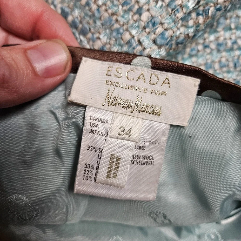 Escada Exclusive For Neiman Marcus Wool Blend Tweed Mermaid Skirt Midi Womens 34